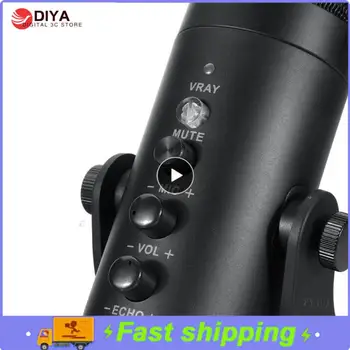 컴퓨터 ASMR 라이브 더빙 게임용 콘덴서 마이크, USB 데스크탑 마이크, 실시간 모니터링 금속 바디