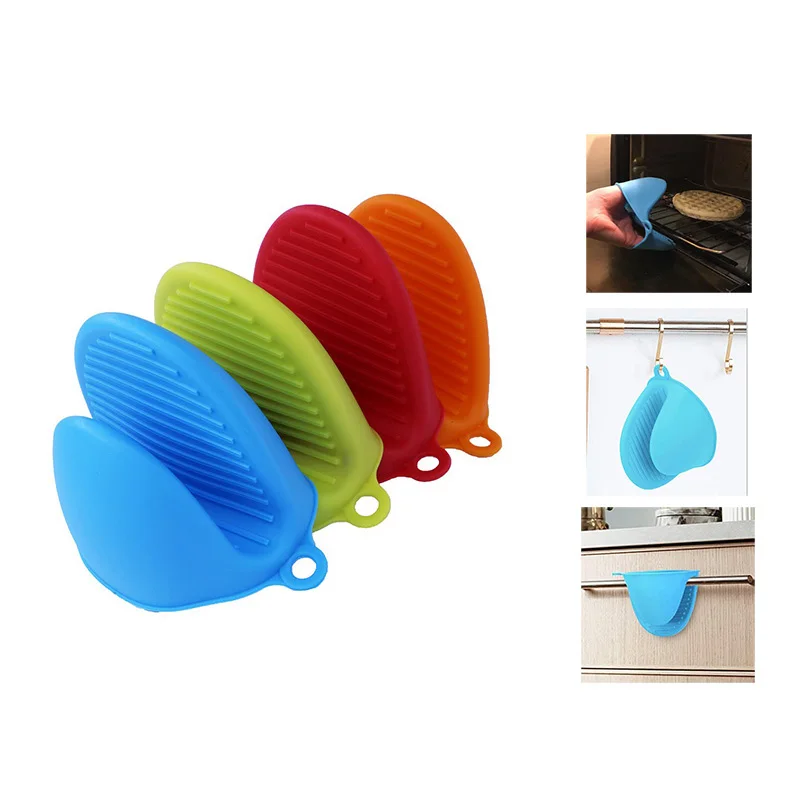 Food Grade Mini Silicone Heat Resistant Non Slip Cooking Pinch Clips Mitts Potholder Oven Gloves 2pcs for Kitchen Baking