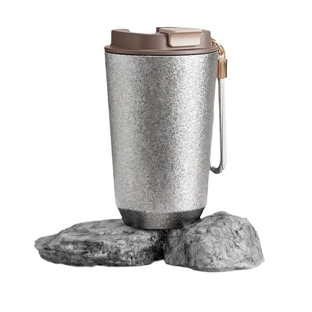 Titanium Inner Travel Thermal Mug WideMouth with Lid Double-Wall Vacuum Insulation Water Bottle With Rope Portable Leakproof 4