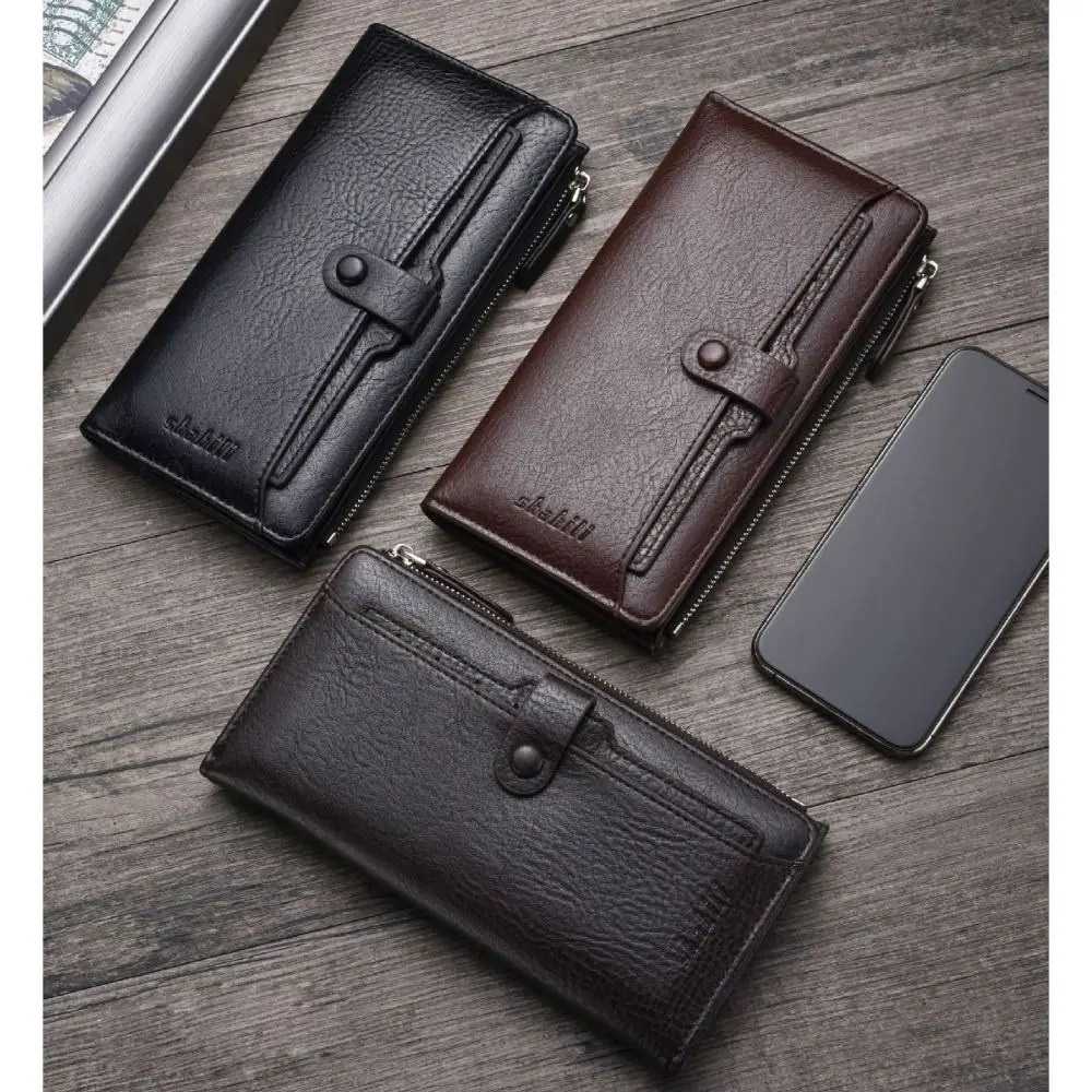 

Zipper Long Wallet Fashion PU Leather Large Capacity Coin Purse Money Bag Men