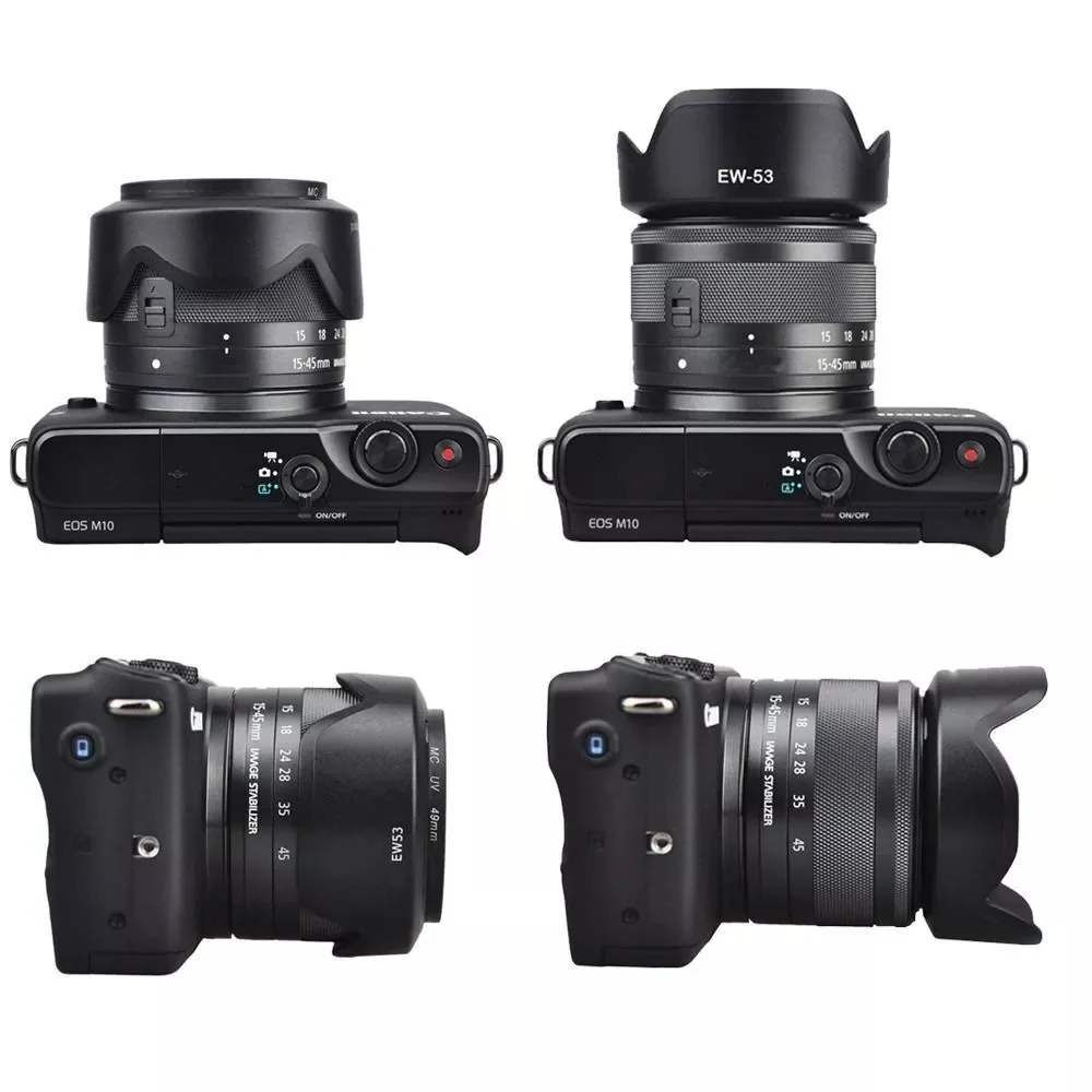 UV Filter Lens Hood Cap + 2x Glass Screen Protector For Canon EOS M10 M100 M200 M6 M50 EF-M 15-45mm / R10 R50 R100 RF-S 18-45mm 4