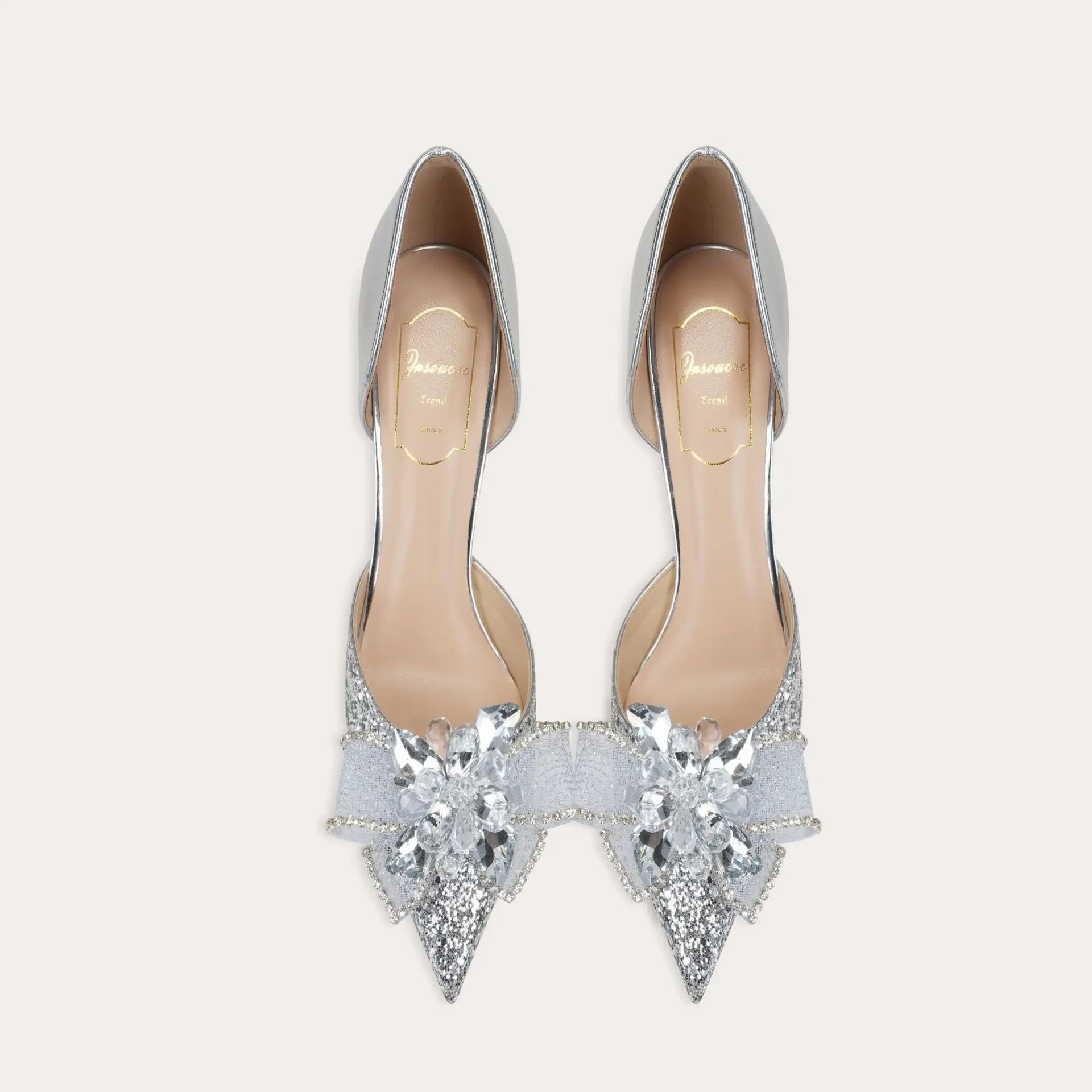 Summer Women Pumps Luxury Sequined Cloth 6CM Thin High Heels Pointed Toe Buckle Strap Shallow Solid Shoes Woman Autumn Party