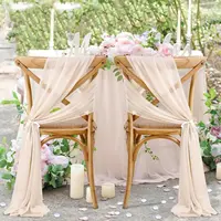 Set of 2 Chiffon Chair Sashes 30x300cm Wedding Chair Decoration for Party Banquet Event Baby Shower Ceremony Aisle Chairs Decors 2