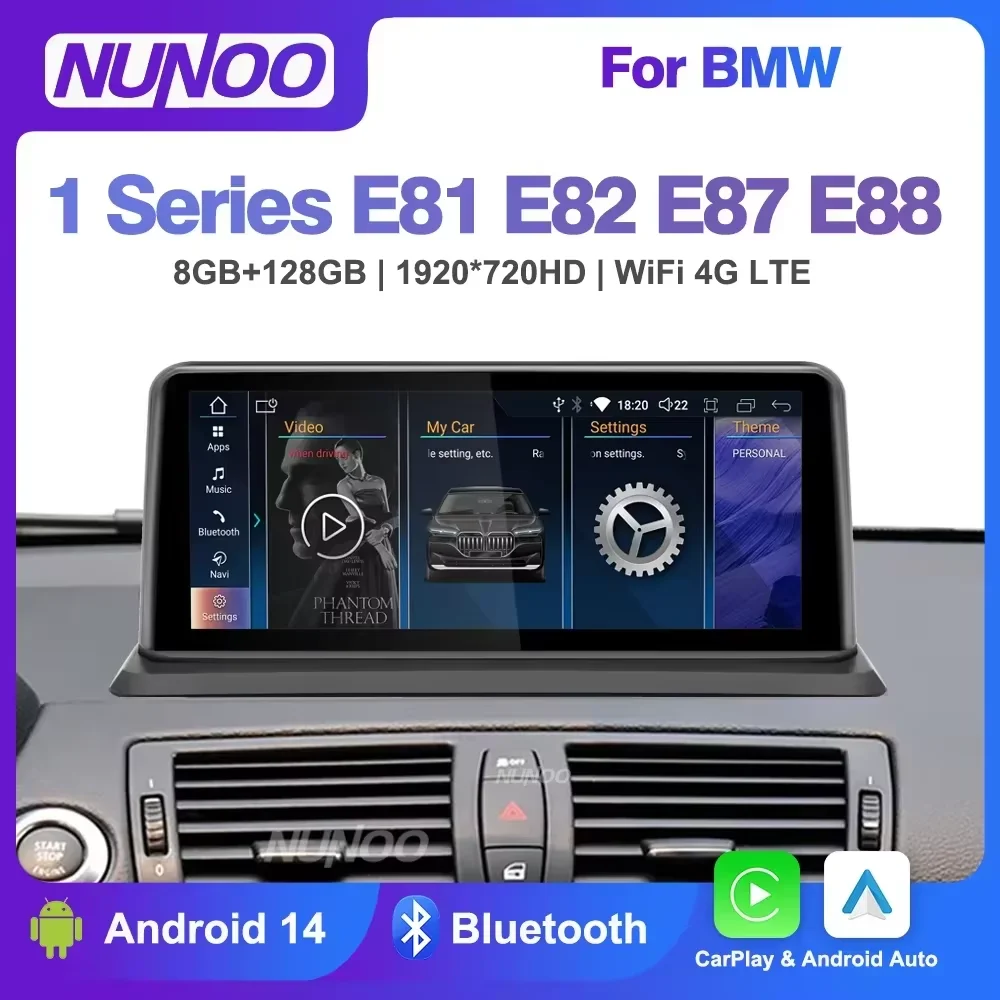 Android 14 Carplay for BMW 1 Series E81 E82 E87 E88 2004-2013 CCC CIC Car Multimedia Player GPS Wireless Stereo Radio