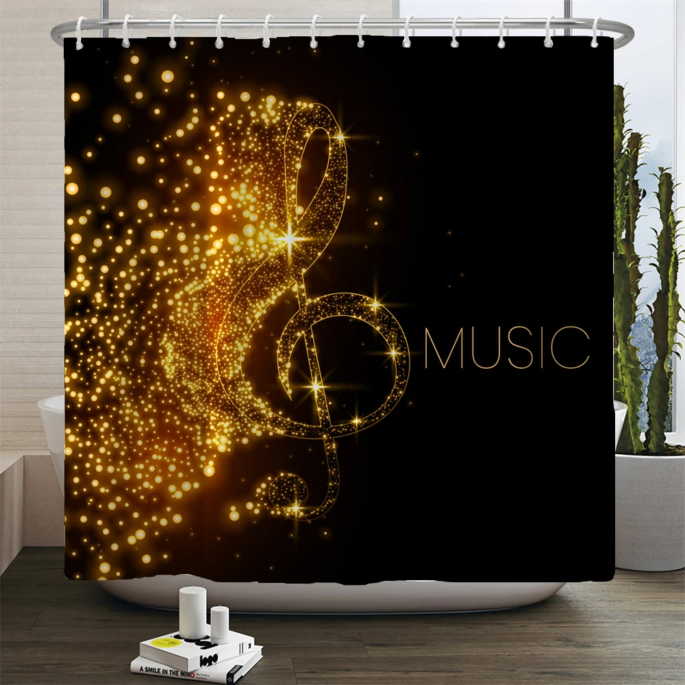 

Music Note Pattern Printed Shower Curtain Nordic style Simplicity Bathroom Shower Curtains Washable Bath Curtains With Hooks