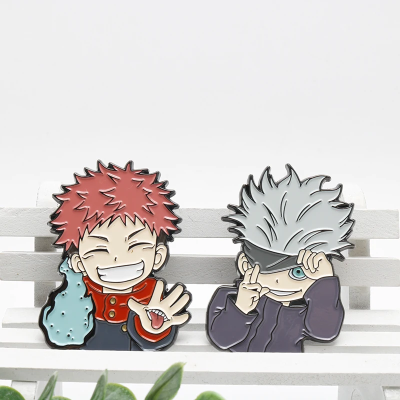 Anime Brooches Gojo Satoru Itadori Yuji Enamel Pins Anime Role Eye Mask Figure Manga Brooches Badge Jujutsu Kaisen Accessories Jewelry