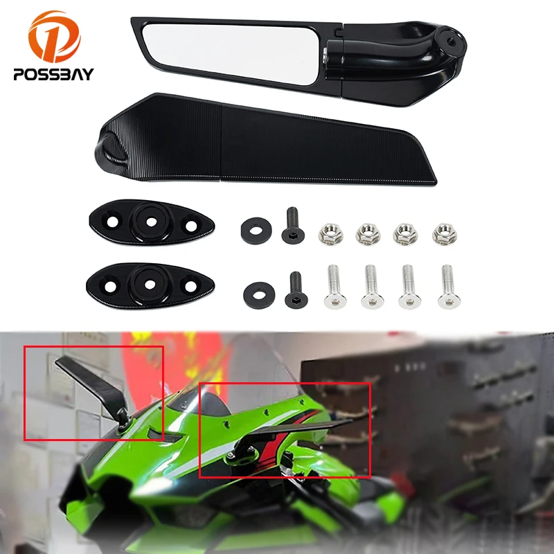 2 Pcs Motorcycle Wind Wing Rearview Mirrors for KAWASAKI Ninja 600 ZX