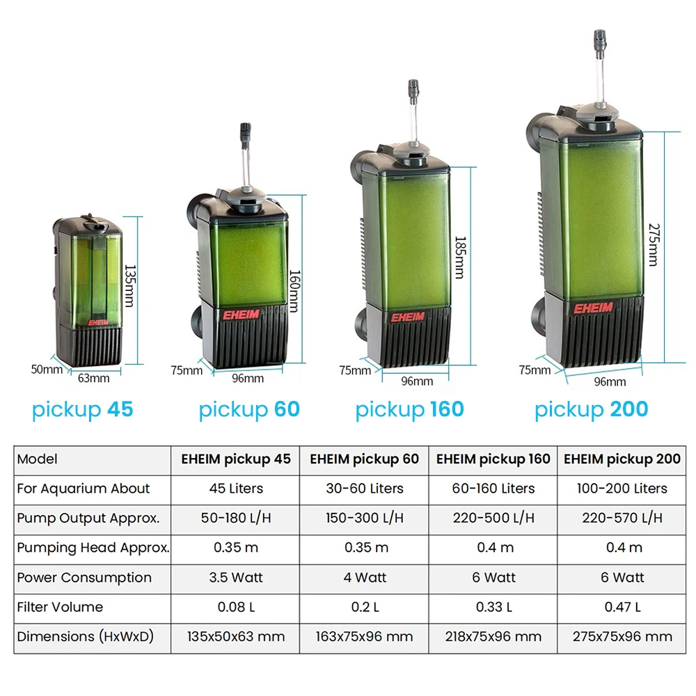 EHEIM Pickup 45/60/160/220 Compact Quiet Aquarium Water Internal Filter for Small Freshwater Saltwater Fish Tanks 3