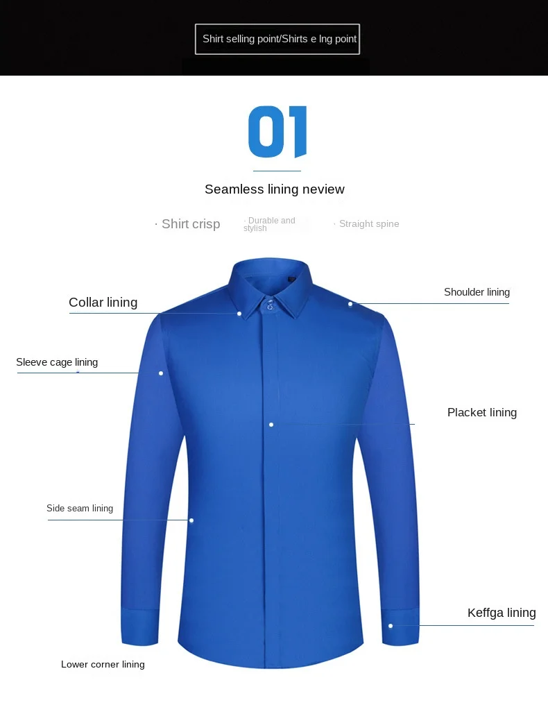 Description Picture 6 of item2023 Spring New Men's French Cufflinks Shirt Business Dress Sleeve Pin Solid Color Non-iron Shirt Slim Fit Korean Version