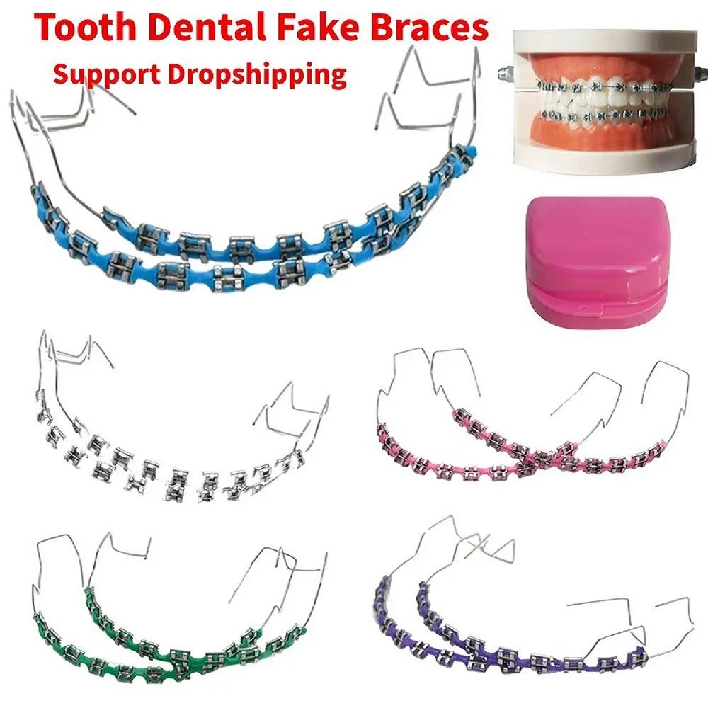 2pcs Temporary Tooth Decoration With Metal Wires Multicolour Metal Bracket Orthodontic Ligature Ties Dentist Material