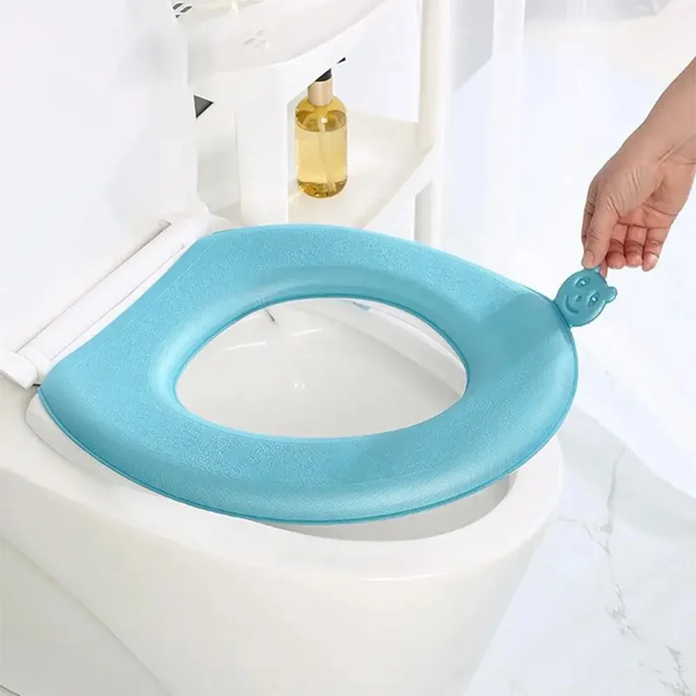 Toilet Seat Cover EVA Handheld Lift Toilet Seat Cover Thickened Four Seasons Universal Toilet Seat Cushion Paste Type Cushion Accessories
