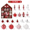 Shatterproof Christmas Ball Ornaments Set, Red & White Xmas Balls for Tree Decor, Xmas Ball Assorted Set of 73 PCs Xmas Decor 3