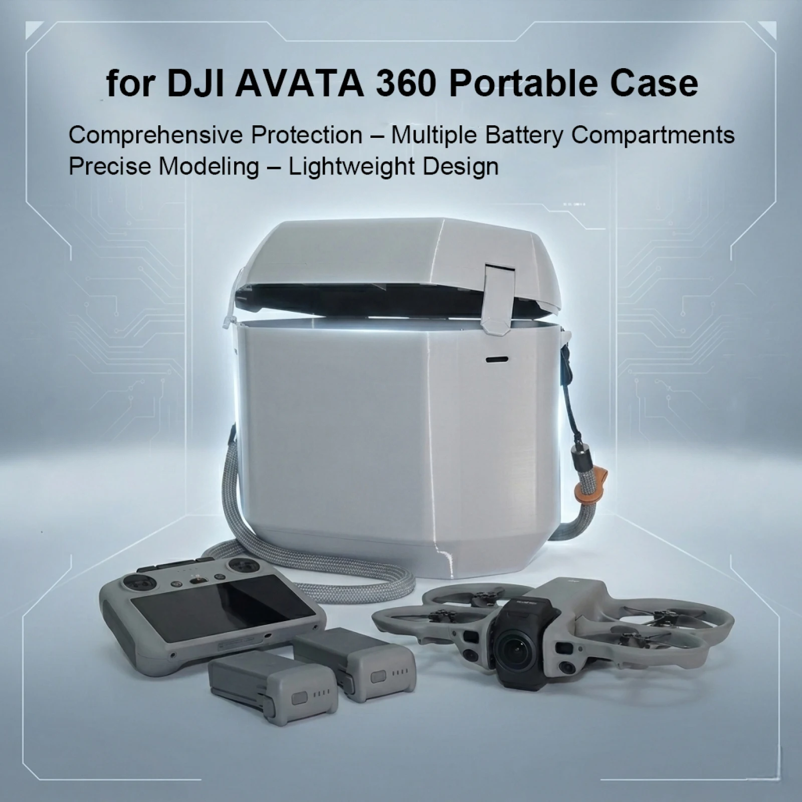 DJI AVATA 360 드론용 보관 케이스 박스, 3D 프린팅된 휴대용 케이스, 압력 방지 보호 케이스, RC2 리모컨 및 배터리 2개 수납 가능