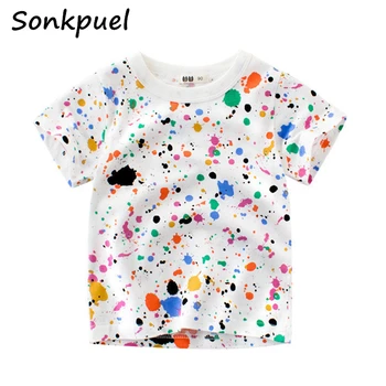 2022 Children Boys T-shirts Summer Baby Girls Tops Clothes 2-8Y Kids Boy Short Sleeve T shirt Outfit Toddler Cotton Cartoon Tees 1
