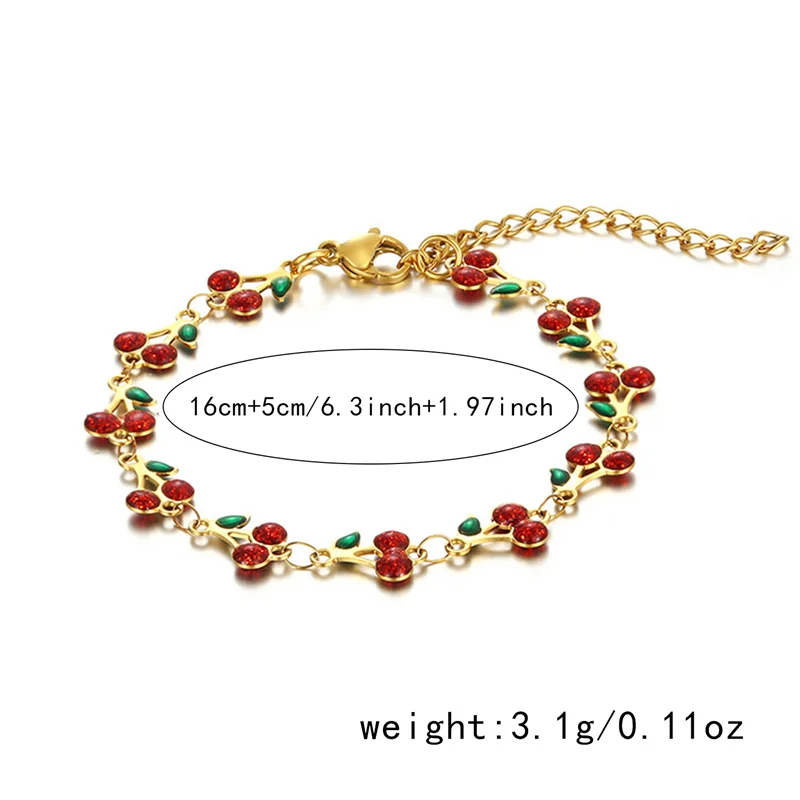 Charm Cherry Bracelet For Women Retro Bohemian Stainless Steel Bracelet For Men Party Holiday Fashion Jewelry Gift