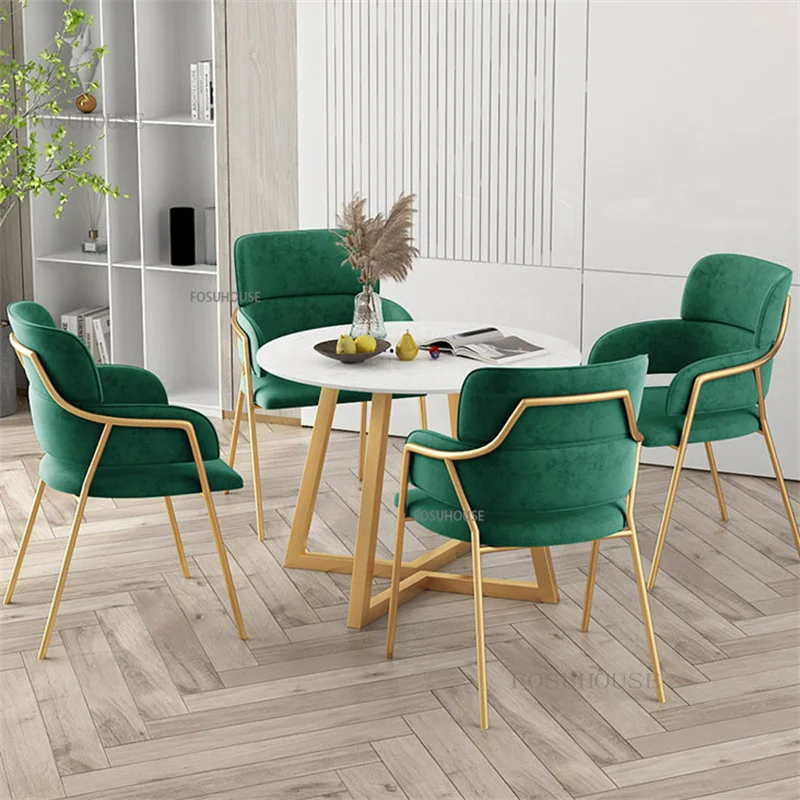 Modern Furniture Flannel Dining Chairs Kitchen Pink Makeup Chair Soft Backrest Cafe Dining Room Chair Bc