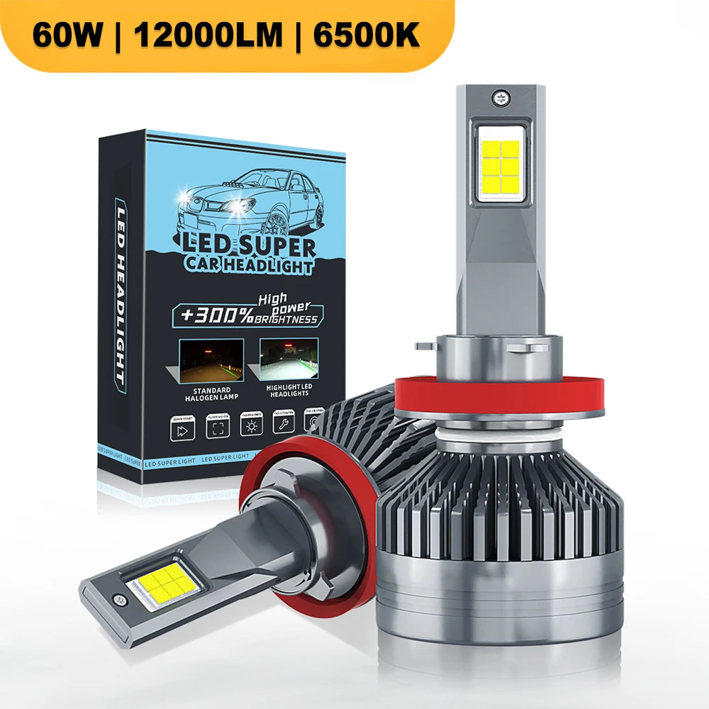 

60W 12000LM H7 H4 LED Headlight for Cars H1 H11 H3 H9 HB3 9005 HB4 9006 HB5 9007 9012 6000K 12/24V Auto Headlamps Fog Light Bulb