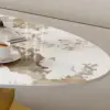 Modern Stone Coffee Table, Abstract Metal Base Living Room Table, 40 in (White, 47"x24"x17") 5