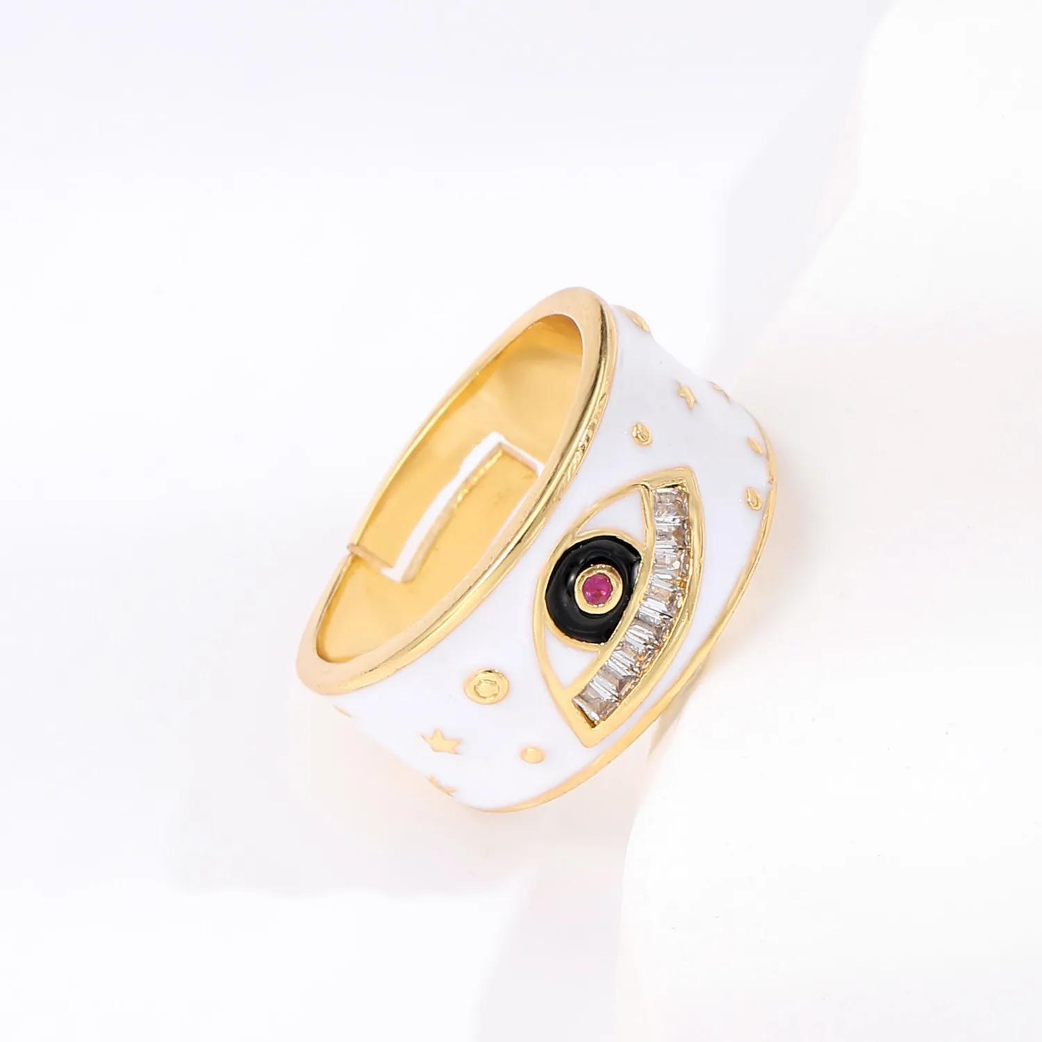 2021 INS Color Rainbow Fashion Rings For Women Finger Jewelry Clear CZ Colorful Neon Enamel Open Adjusted Dome Ring