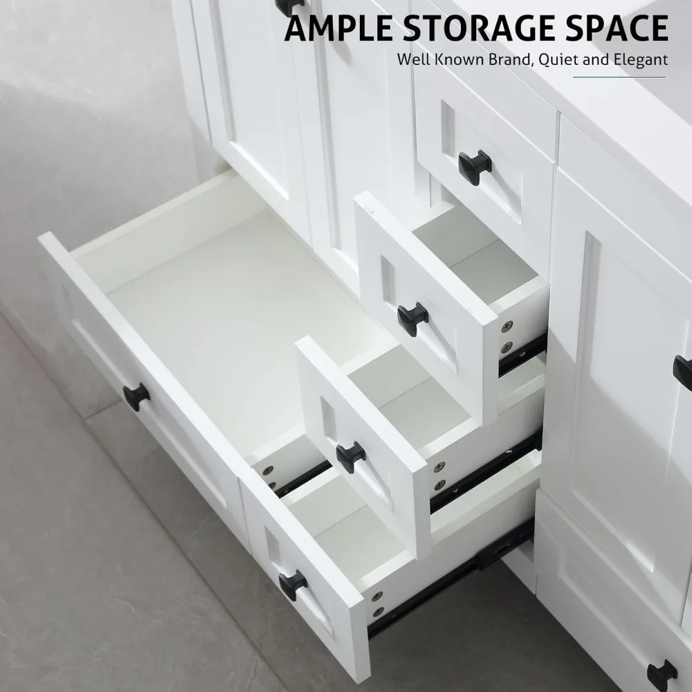 Bathroom Vanities Cabinet with Sink Combo Set, Undermount Double Resin Sink w/Thickened Wood