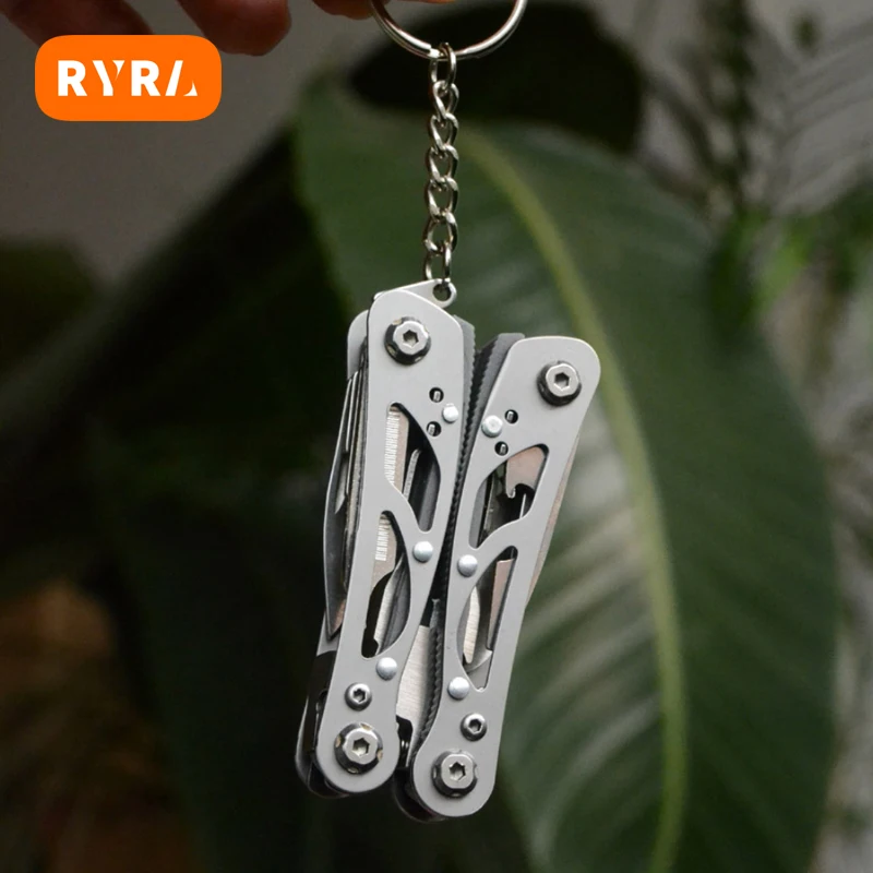 RYRA 미니 다기능 도구 펜치, 야외 휴대용 콤비네이션 도구 펜치, EDC 접이식 나이프 키 체인 포켓 도구 펜치