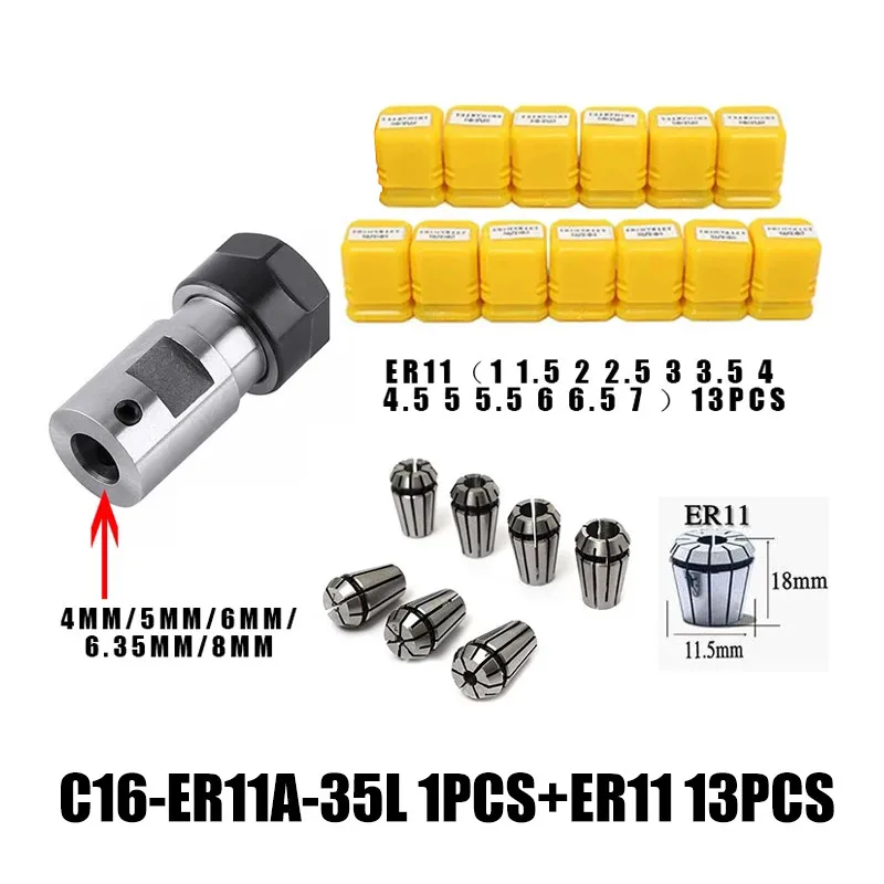 ER20 Collet Chuck 13PCS C25 ER20 Motor Shaft Extension Rod Spindle Collet Lathe Tools Holder Inner 8MM 10MM 12MM 14MM 16MM spring collet,tool holder,collet chuck,spring collet chuck,collet chuck holder