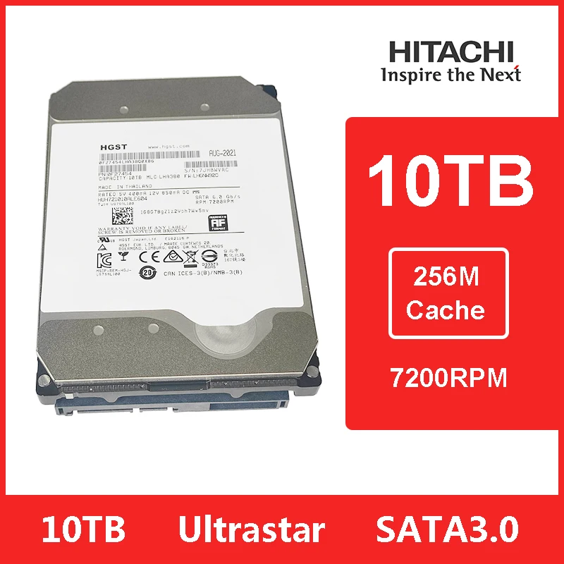 Новый внутренний жесткий диск HITACHI NAS Ultrastar 10 ТБ 7200 об/мин 256 МБ кэш SATA 6 0 ГБ/сек. 3 5&quot