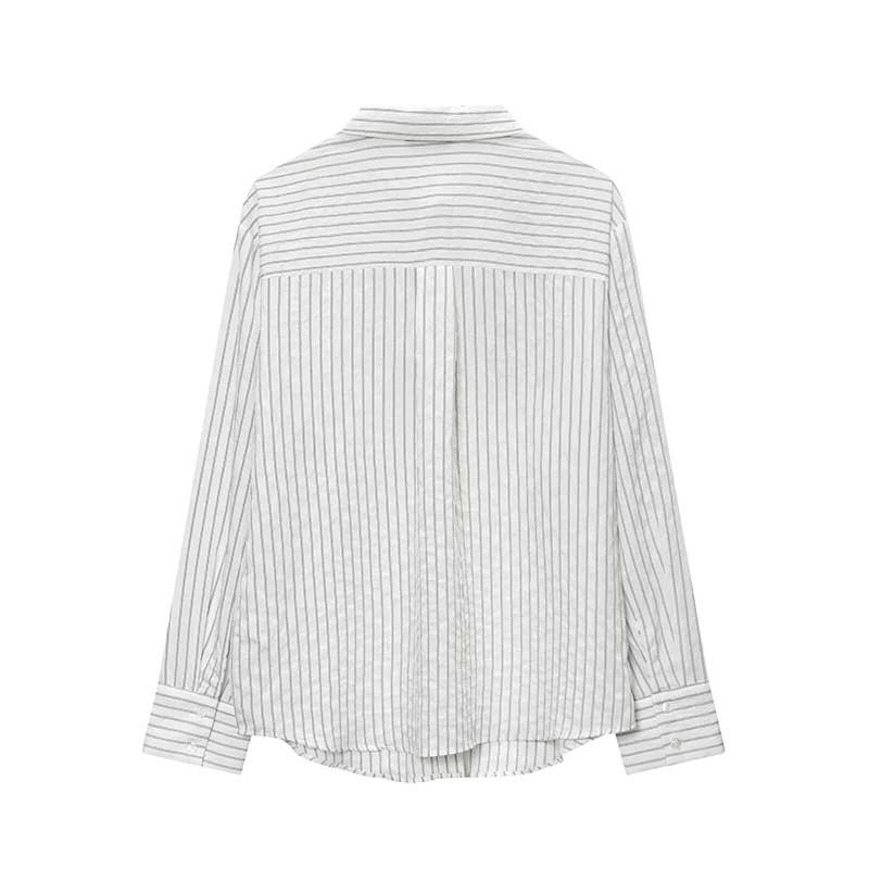 Chic Fashion Stripe Shirts for Women 2025 New Long Sleeve Flower Lace Elegant Women's Streetwear Casual Shirt And Blouse Top ﻿