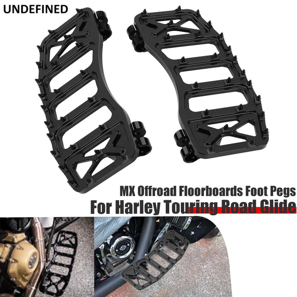 Mx Floorboards Wide Foot Pegs Front Driver Stretched Footrest Black