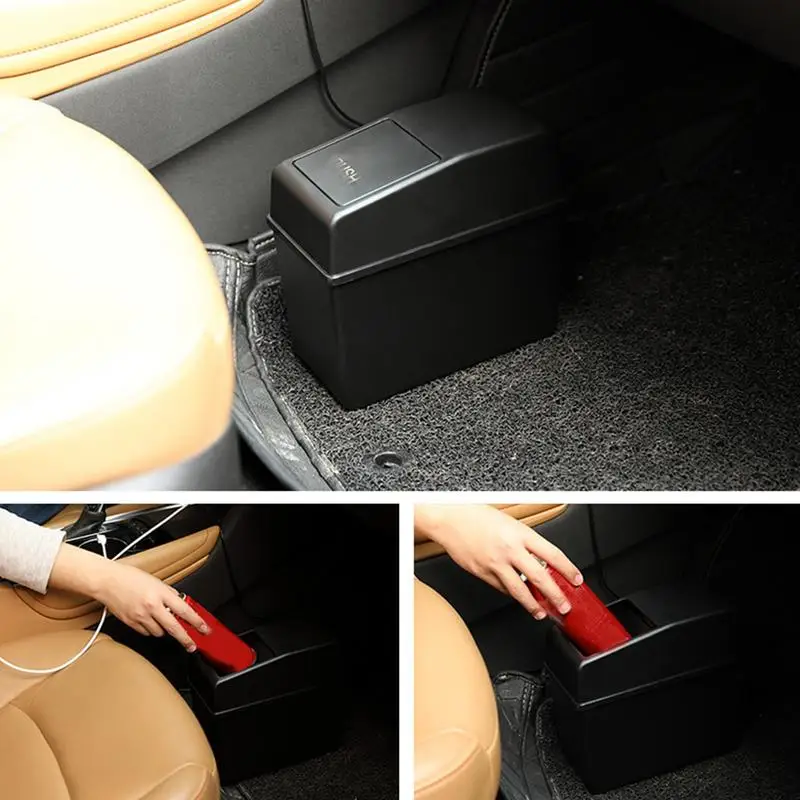 Car Dustbin Organizer Auto Organizer Garbage Box Trash Can Waterproof Garbage Container With Lid 2L Trash Bin