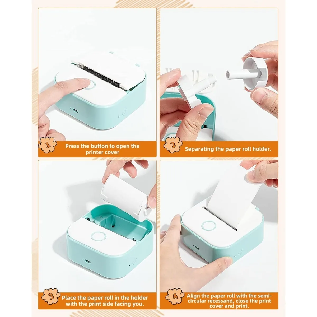 T02 Color Thermal Paper, Compatible with T02/M02X/M02L Mini Printer, Black on White, 53mm x 3.5m, 3 Rolls