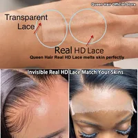 Queen Hair véritable HD Frontal/Closure uniquement en dentelle invisible effet peau fondue 13x6 13x4 4x4 4x6 5x5 6x6 7x7 Raw Human Hair Body Wave/Lisse 5