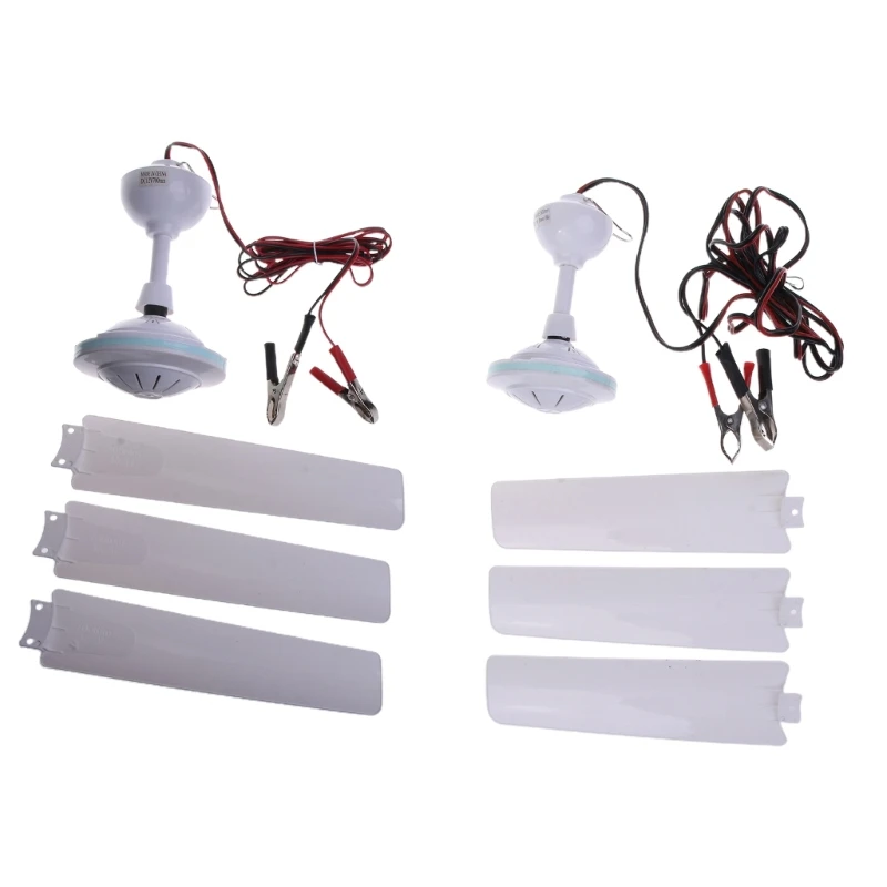 DC12V Portable Ceiling Fan 19.7&rdquo;/27.5'' Mini Hanging Ceiling Fan 3 Leaves Camping Tent Fans for Outdoor