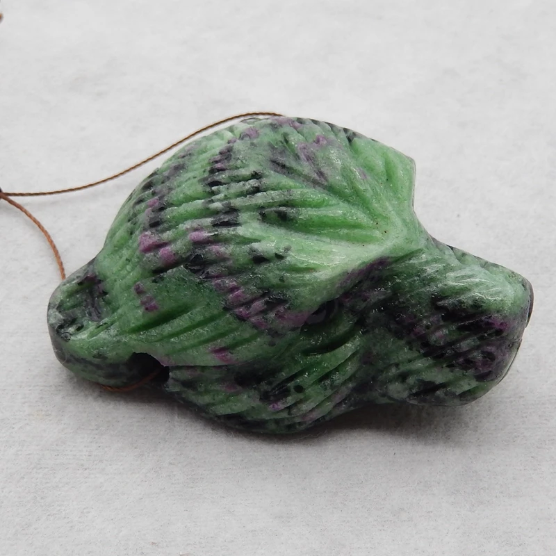 New Semiprecious Natural Stone Ruby And Zoisite Carved Bear Pendant Bead Fashion Jewelry Necklace Accessories 57x54x27mm 121g