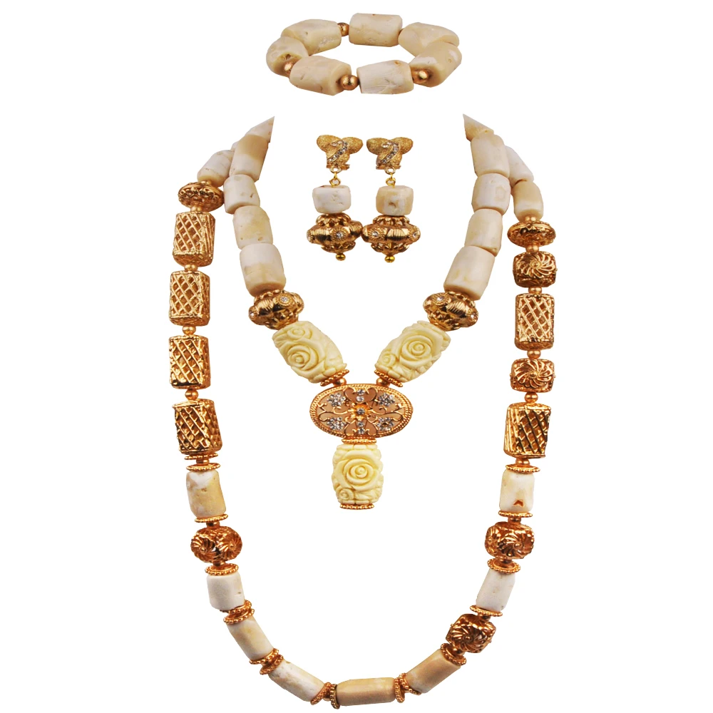

White Original Coral Beads Jewelry Set