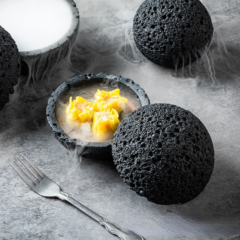 Black Meteorite Bowl Creative Round Planet Bowl Imitation