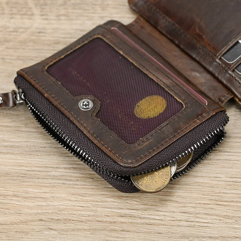 Genuine Leather Short Wallet for Men and Women