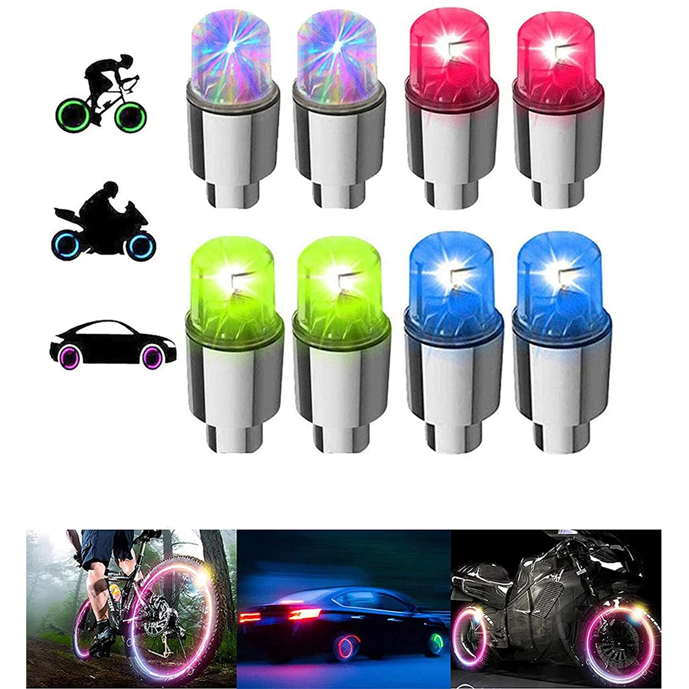 White Wheel Lights LED Tire Valves Light Neon Light Waterproof LED