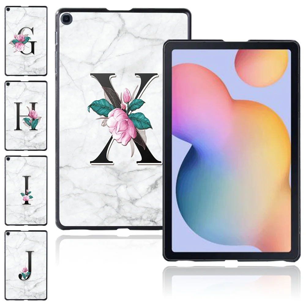 

Tablet Case for Samsung Galaxy Tab S4 S6 S5e S6 lite S7 A 8.0 A7 10.4 T500 A7 Lite T220 8.7" Cover with White Marble 26 Letters