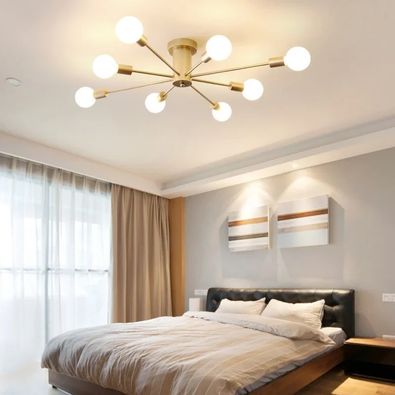 Modern Creative LED Ceiling Lamp Chandelier Sputnik Light Semi-embedded Nordic Home Decor Fixtures for Bedroom Living Room