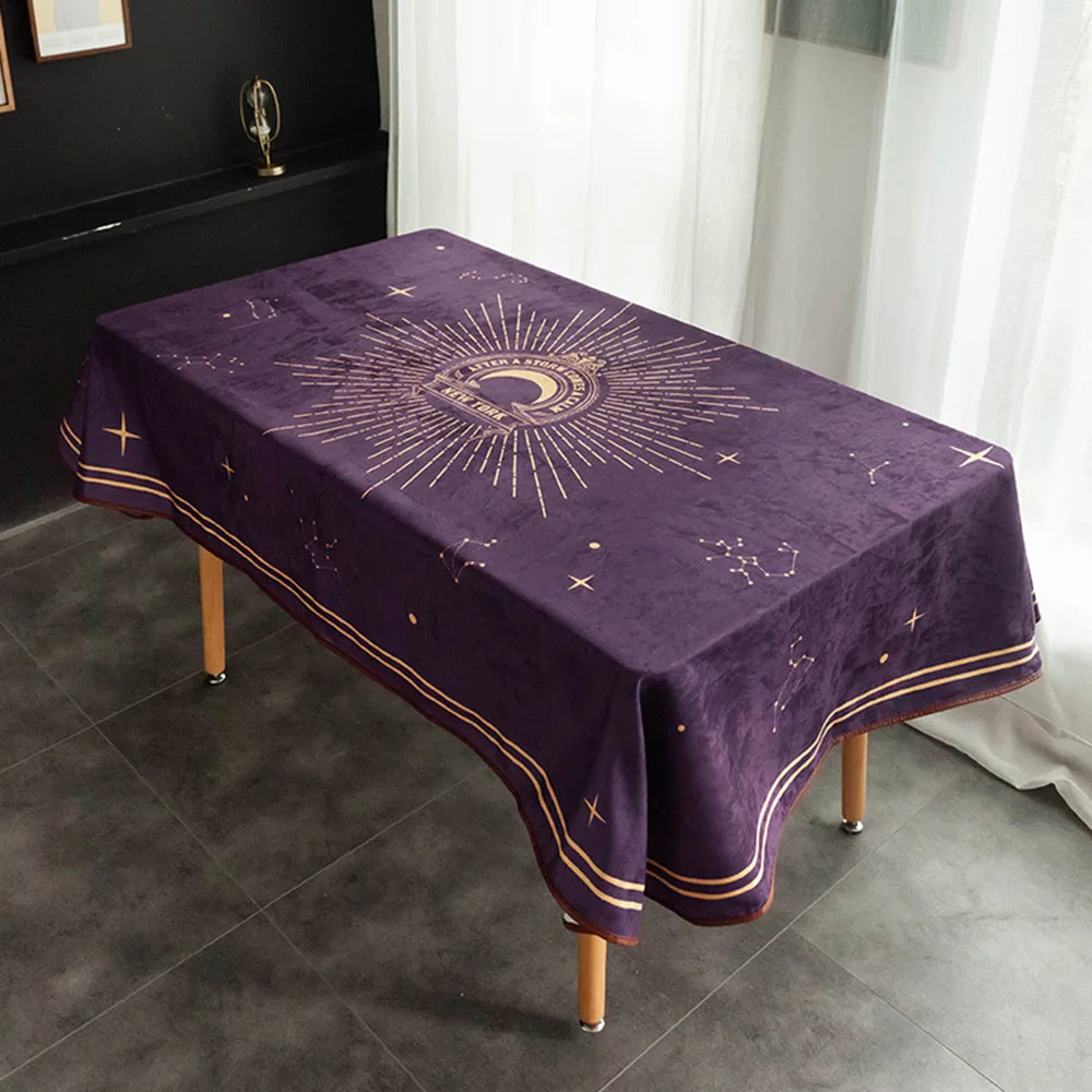 Tarot Sun and Moon Waterproof Table Cover Velvet Decoration Tablecloth Divination Altar Board Game Tabletop Dining Room Decor