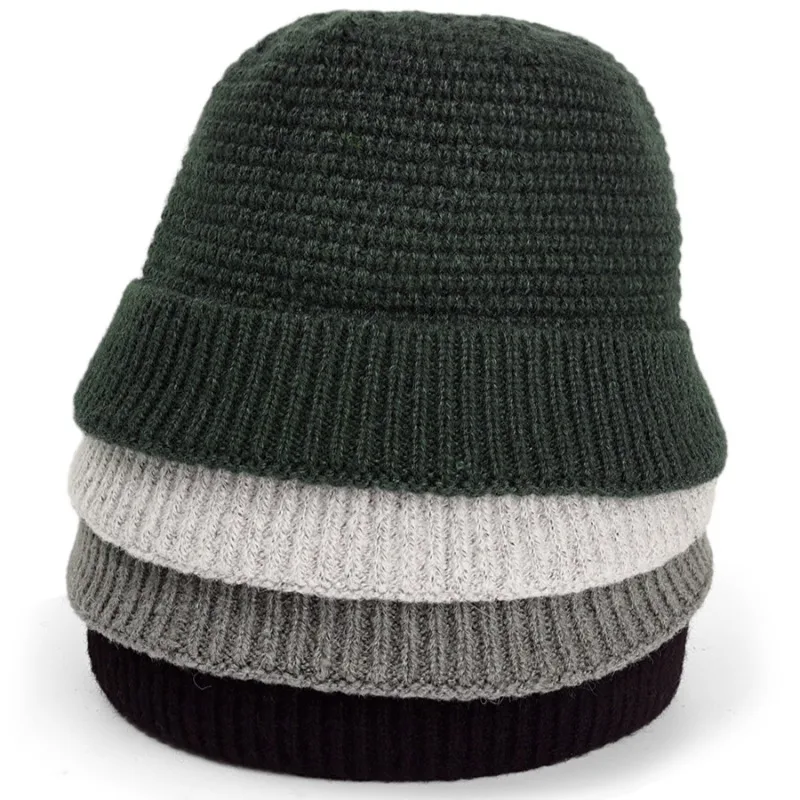 Solid Warm Knitted Hat Autumn Winter Comfortable Thermal Woolen Hat Adjust Head Circumference Knit Cap Outdoor Beanies Skullies