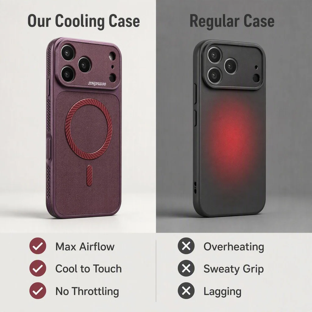 Premium Honeycomb Cooling Phone Case with Skin Feel and Shockproof Protection