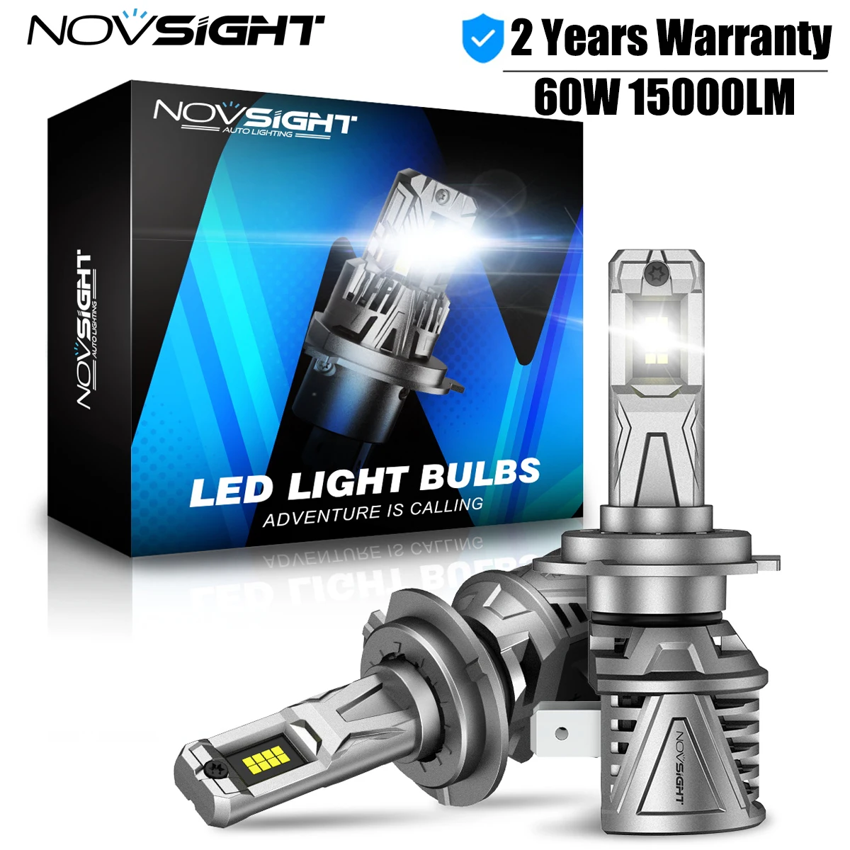 

NOVSIGHT H7 Led Headlight H4 H11 H8 H9 9005 HB3 9006 HB4 9012 Car Headlight Bulbs 60W 15000LM 6500K White LED Light for Car Bulb