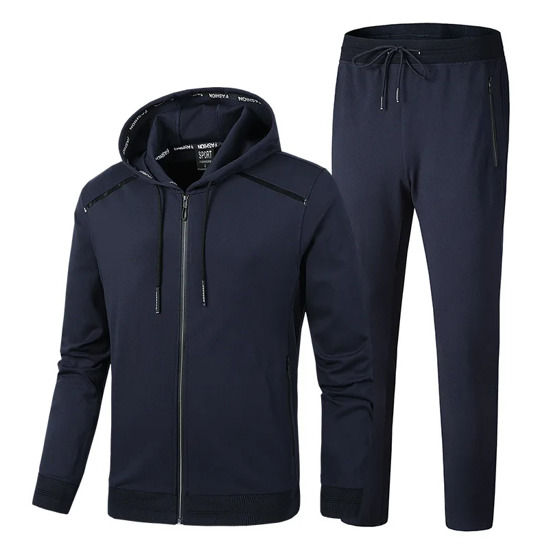 Plus Size 2 Pieces Suits Hoodies Jogger Male Winter Sportwear Sets Hooded Jackets Pants Hip Hop Sports Tracksuit Men's Clothing
