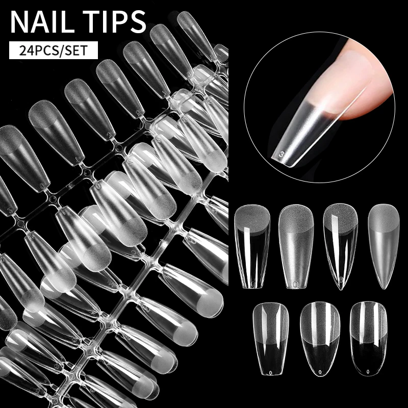 24Pcs Full Cover Acrylic False Nail Tips