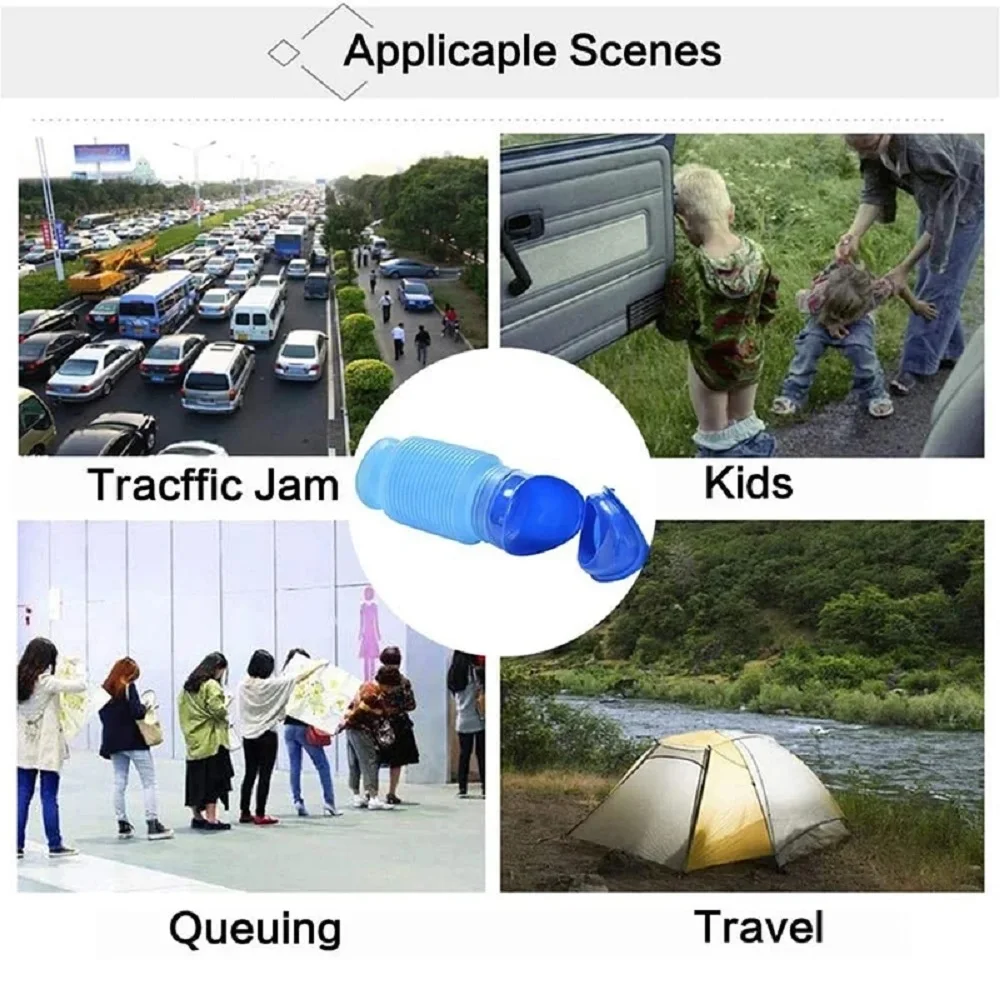 750ML Adult Urinal Portable Shrinkable Personal Mobile Toilet Potty Women Kid Pee Bottle for Outdoor Car Travel Traffic Camping