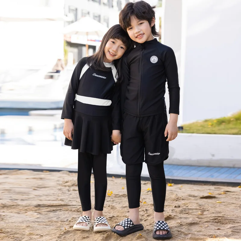 Kids Girls Boys Swimsuit Long Sleeve pants Sun Protection Swimming Beach Wear Cute Playful Rash Guard rash guard