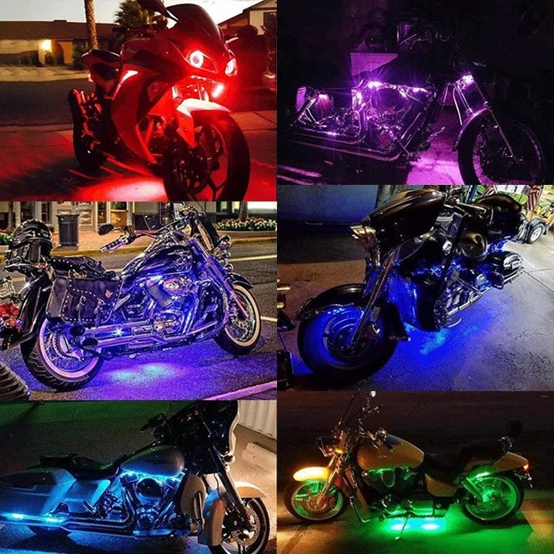 LED Car Motorcycle Decorative Ambient Lamp Backlight 5050 SMD Flexible Waterproof RGB APP Sound Control Moto Atmosphere Light motorcycle led lights motorcycle accessories led atmosphere light car led lights