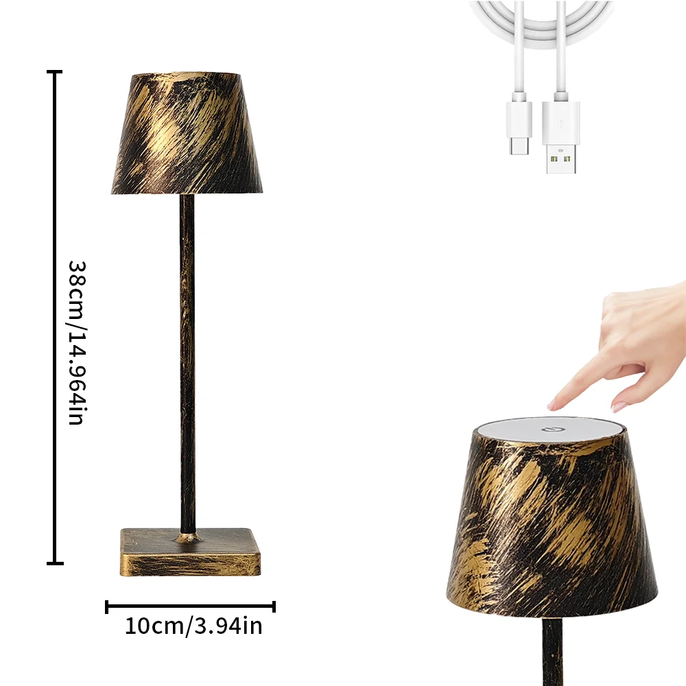 Lampada da tavolo con sensore tattile, luce da tavolo a LED dimmerabile senza fili, 3 temperature di colore illuminazione per interni, argento | Leroy Merlin